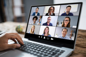 Computer screen with virtual meeting