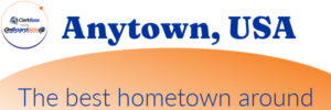Text reads: Anytown, USA. The best hometown around.