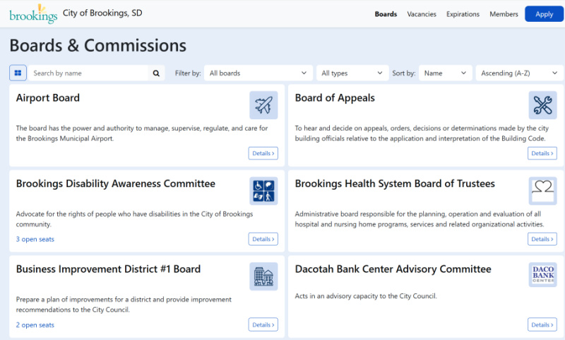 Brookings, South Dakota OnBoardGOV homepage