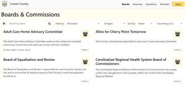 Craven County, NC OnBoardGOV page.